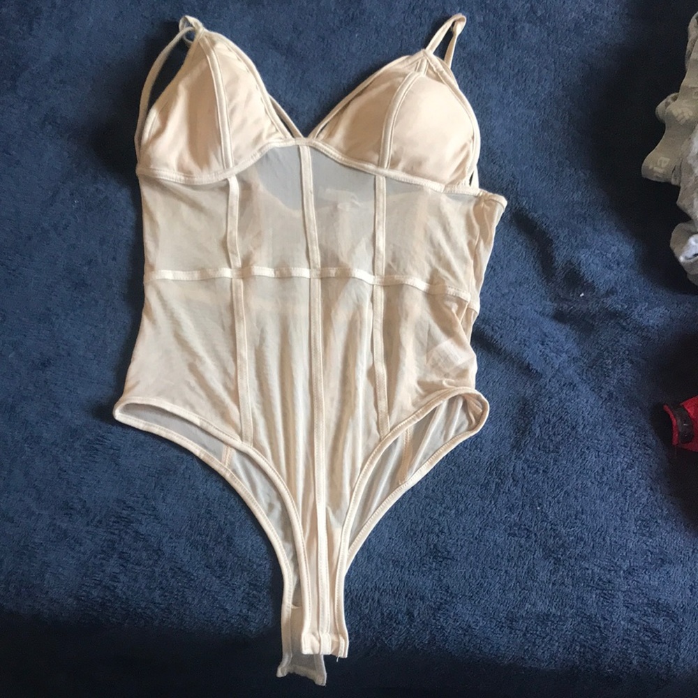 Cream fashion nova body suit